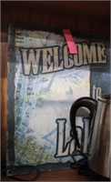 METAL WELCOME TO THE LAKE SIGN