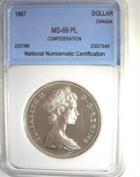 1967 Dollar NNC MS69 PL Confederation