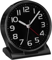 4.5" No Ticking Analog Alarm Clock,Silent Readabl