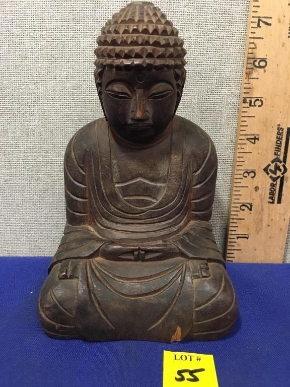 7" Wood Meditation Statue