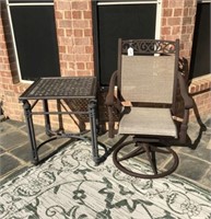 Meshed Swivel Patio Chair & Side Table