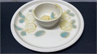 Signed Pottery Dip Tray 12" Diameter