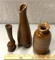 Frankoma pottery vases and server
