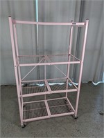 Foldable 4-Tier Shelf Storage Rack w/ Wheels