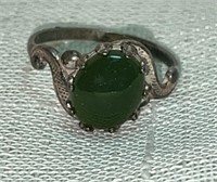 Antique Sterling Green Stone Ladies Ring