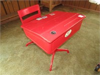 RED PAINTED SCOOL DESK