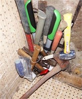 Hand tool lot: large Qty of hammers, hatchets,