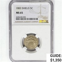 1883 Shield Nickel NGC MS65