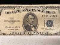 $5 Blue Letter Silver Certificate 1953 A