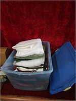 Tote of Christmas Linens.