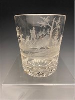 Finely Engraved Cut Hunter & Stag Tumbler
