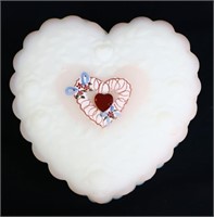 Fenton white satin heart trinket box