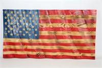 Solid Wood Wavy American Flag WOW 17 x 32