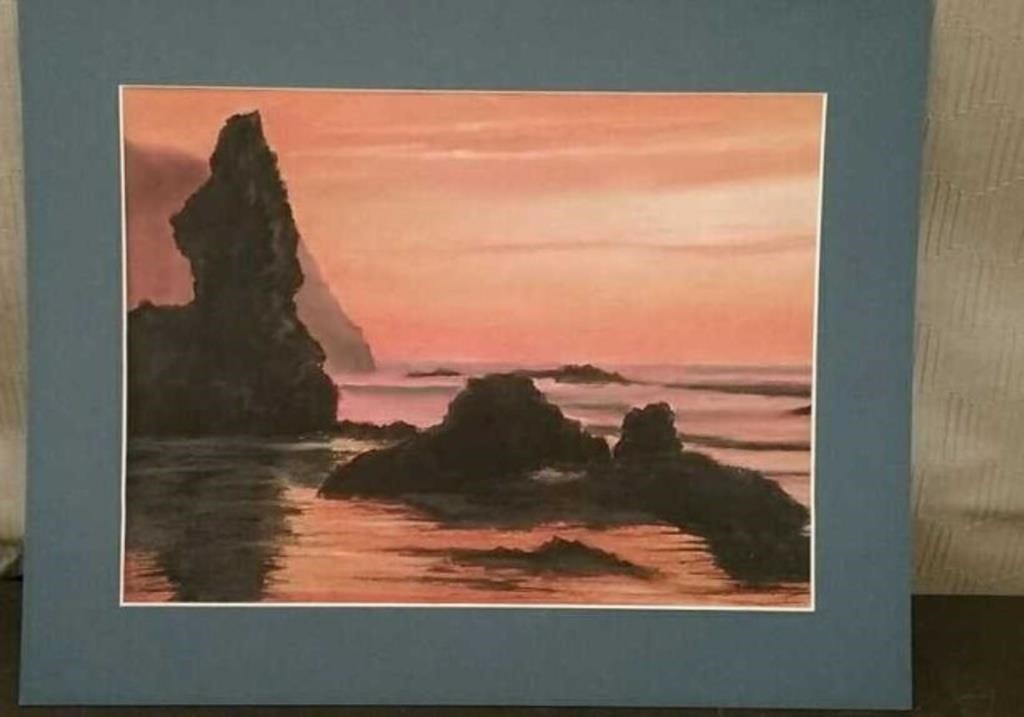 Water Color Ocean Scape Print, Approx. 16"×20"