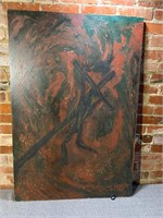 Abstract Crucifix Painting, Signed
