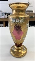 Cranberry & Gold Tone 12" Vase