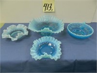 (4) Blue Opalescent Pieces
