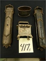 (2) Early Iron Narrow Mail Box Pieces, Cast Iron -
