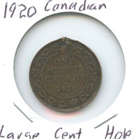 1920 Canadian Large Cent - Hole