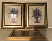 Frames Duo of Flowers Prints 11x 13"