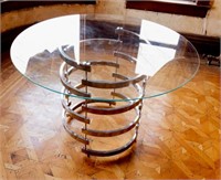 Modern Chrome & Glass Dining Table