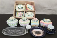 Box 8 Bisque Trinket Boxes, Tea Cup, Misc