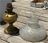 Oil Lamp w/ Frosted Shade & Chimney