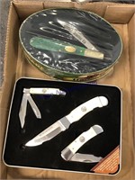 SCHRADE KNIFE IN TIN, WINCHESTER KNIFE SET 3 PIECE