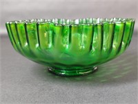 Emerald Green Ruffled Glass Bowl