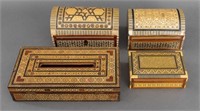 Moroccan Abalone Inlaid Covered Boxes, 4