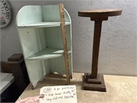 2pc primitives old corner shelf & oak pedestal