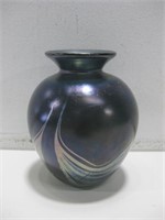 5" Signed Antique Glass Vase