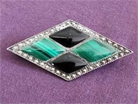 Beautiful Teal and Black Brooch