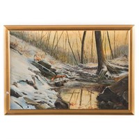 Artist Unknown, 20th c. Winter Landscape, oil