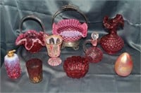 Pink Glassware:  Brides Basket &