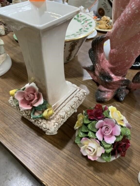Capodimonte Flower Vase and Aynsley decorative