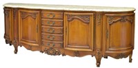 LOUIS XV STYLE FRUITWOOD MARBLE TOP SIDEBOARD