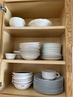 PLATES AND BOWLS IN KITCHEN CABINET