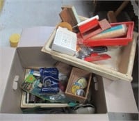 Large box of miscellaneous tools, drop light,