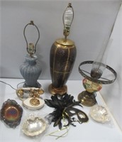 (3) Table lamps and made in Japan rotary phone.