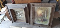 Vintage Framed Andres Orpinas Print & Bird Canvas