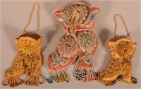 Three Victorian Beadwork Shoe-Form Wall Pockets.