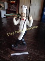 Large Resin Chef with Tray Statue