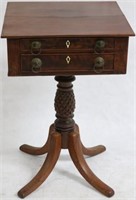 EARLY 19TH C. MAHOGANY 2 DRAWER WORK TABLE WITH