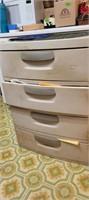 4 drawer plastic dresser & contents