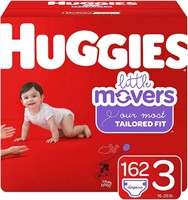 Huggies Little Movers Baby Diapers, Size 3, 162 Ct