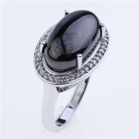 Size 7 Sterling Silver Shungite & Zircon Ring