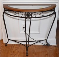 ACCENT TABLE GLASS PANEL TOP - METAL FRAME 36" W