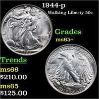 1944-p Walking Liberty 50c Grades GEM+ Unc