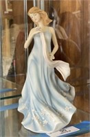 Porcelain Figurine - Lady Blue Dress Holding Blank